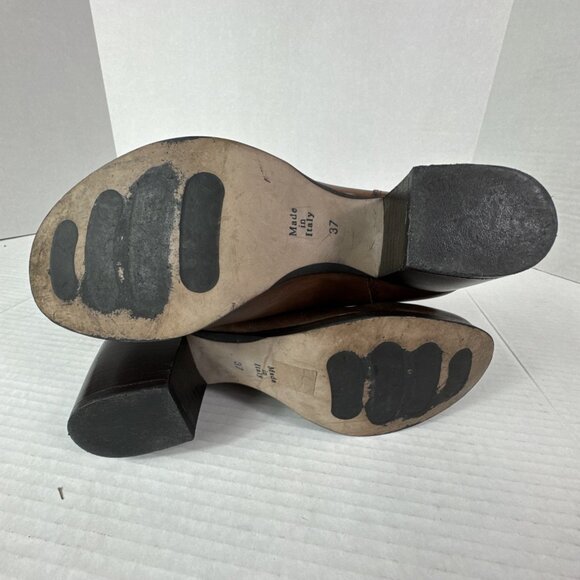 Made in Italy Women's 37 US7.5 Pullon Tall Riding Boot Burnished Distressed Leat - Picture 3 of 16